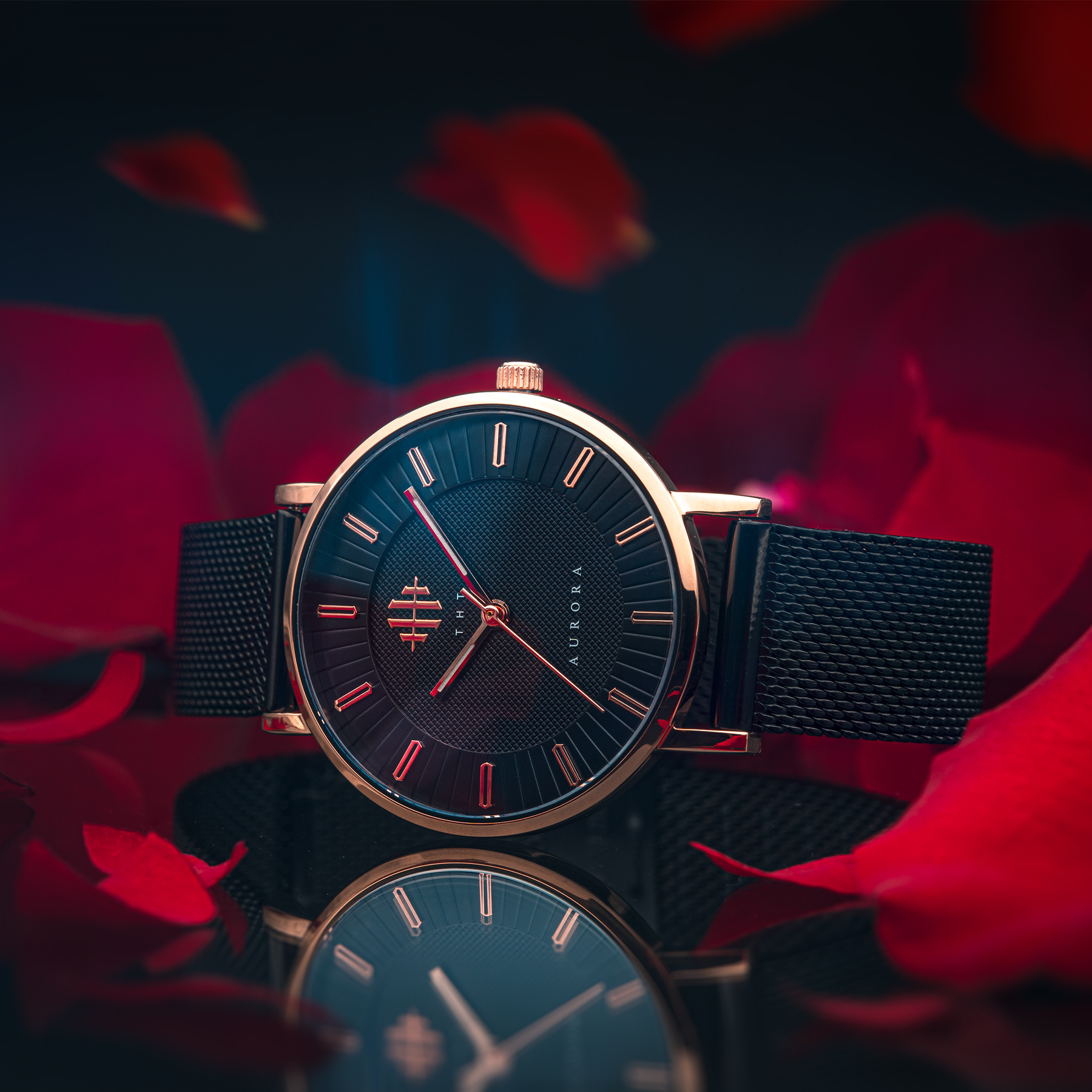 Black rose gold sales watch